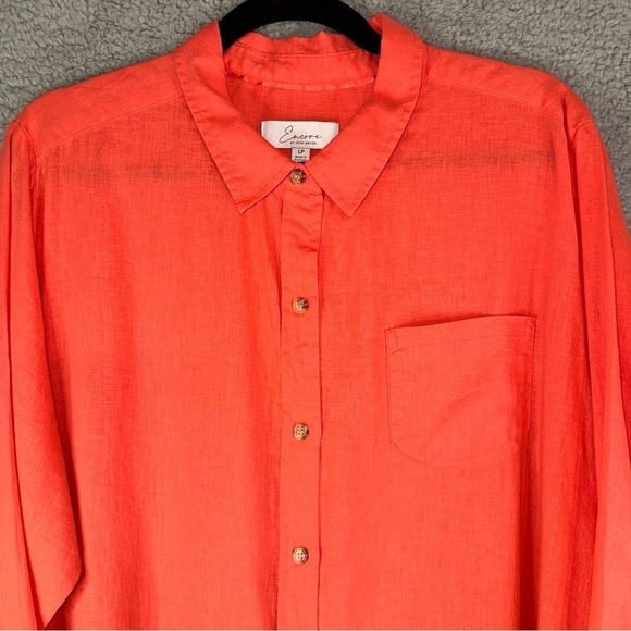Encore by Idina Menzel Dress Womens Large Petite Coral Regular Relaxed Linen - Picture 6 of 12